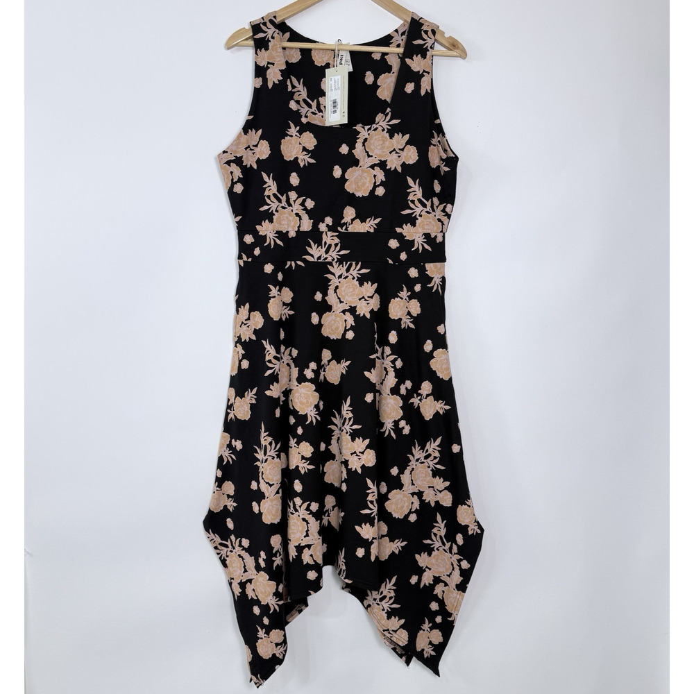 Pact Black and Cream Floral Midi Dress